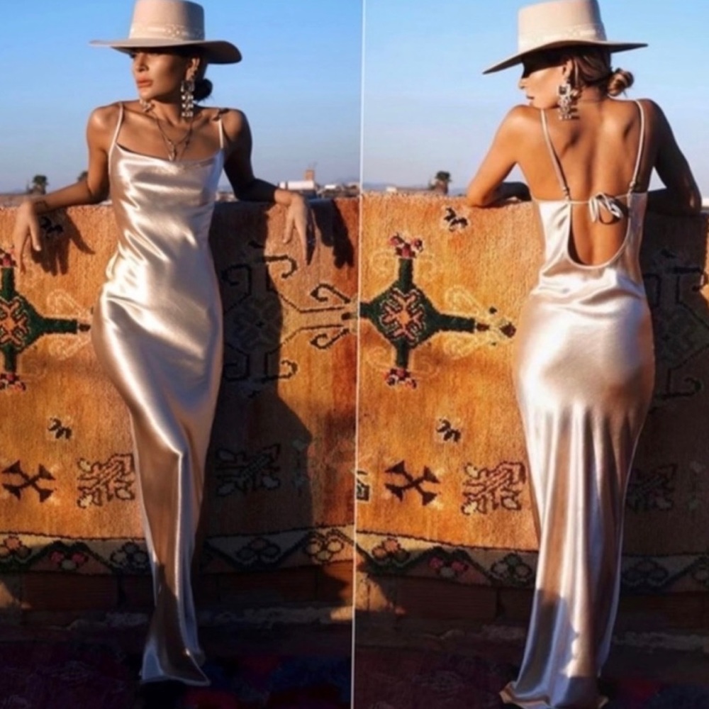 Rat & Boa Lumina Maxi Silk Dress in Gold